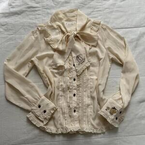 Axes Femme Cream Beauty and the Beast bow neck blouse with cute details